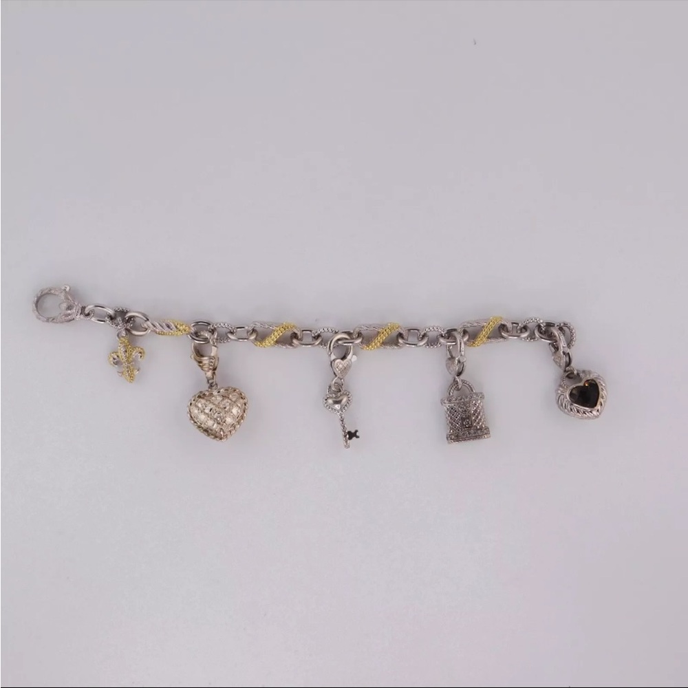 Judith Ripka Sterling Silver Link Charm Bracelet